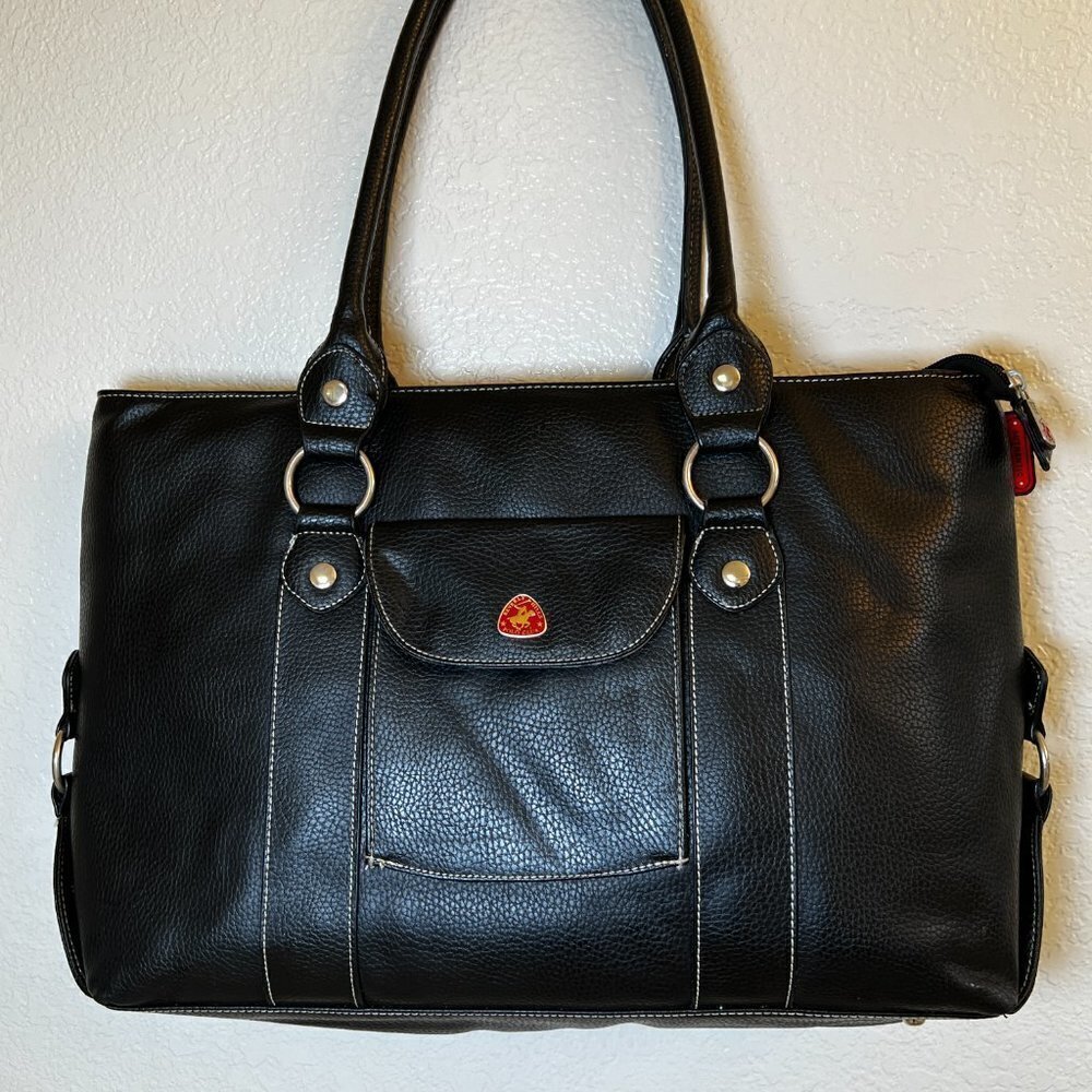 BHPC Black Leather‎ Luxury Laptop Bag Travel Briefcase Padded (READ) - Picture 12 of 13